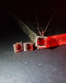 Ruby Mystic Square Pendant Set